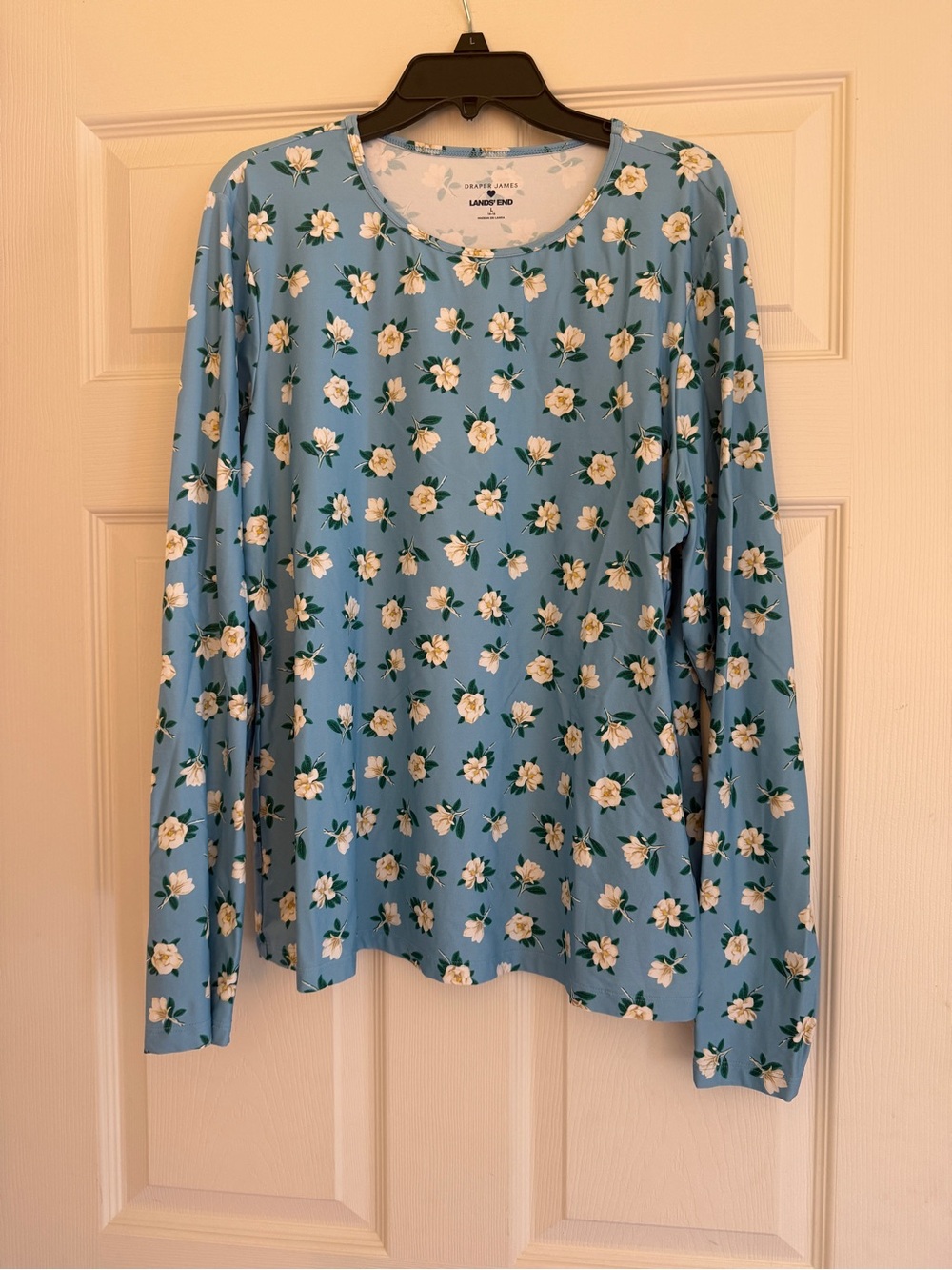 LANDS' END Blue Floral Long-Sleeve Women's rash guard
